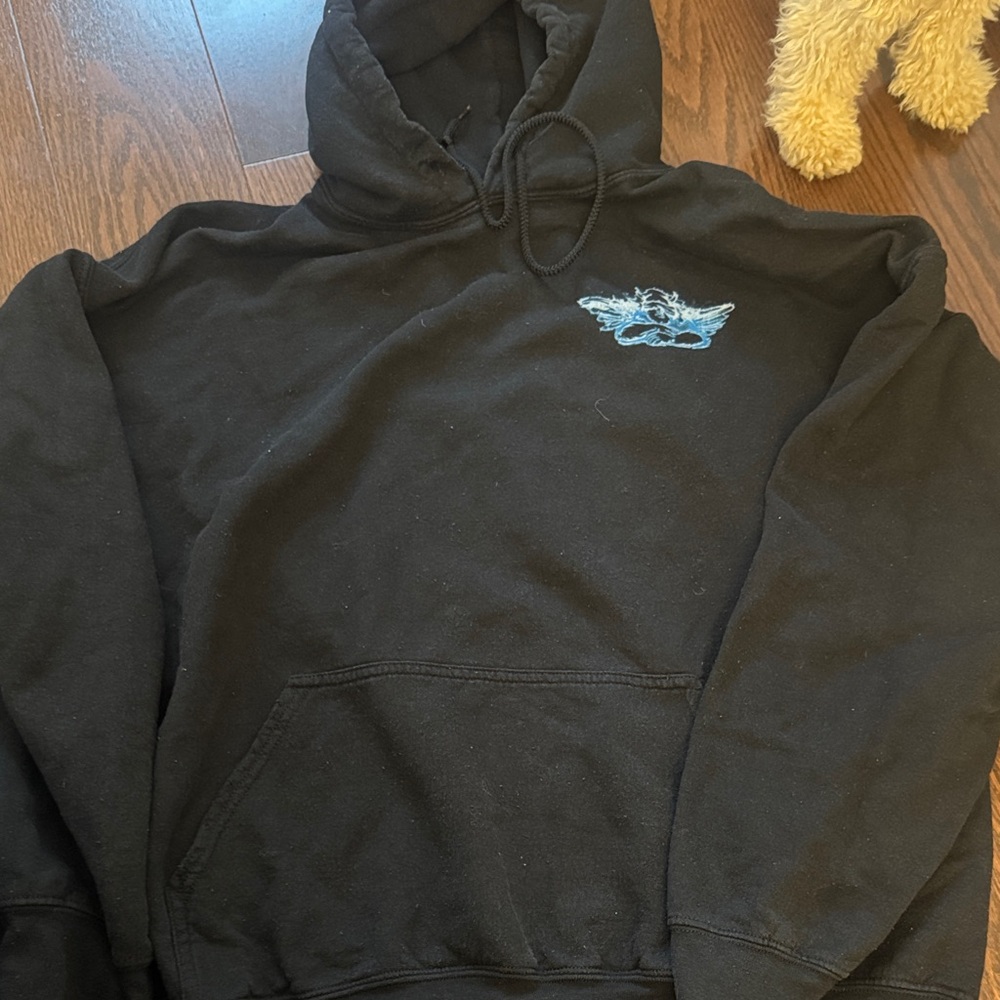 BOYS LIE Black Hoodie with Blue Embroidery
